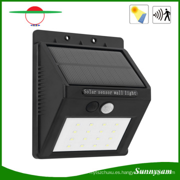 Lámpara al aire libre 16LED Sensor de movimiento Lámpara solar IP65 LED Paquete de pared 350lm Noche de seguridad Luz